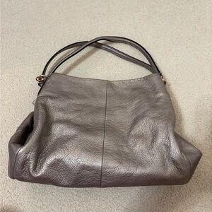 Coach Gray Leather Shoulder Bag, like new